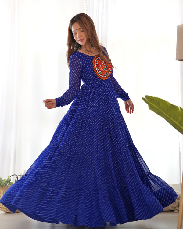 PURE GEORGETTE LEHERIYU ANARKALI GOWN