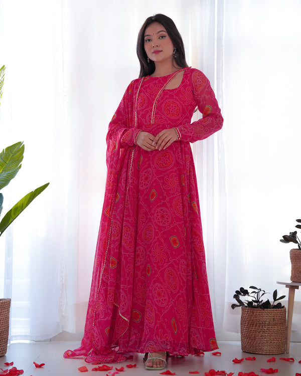 PINK GEORGETTE FULLY FLAIR ANARKALI GOWN WITH DUPATTA PENT