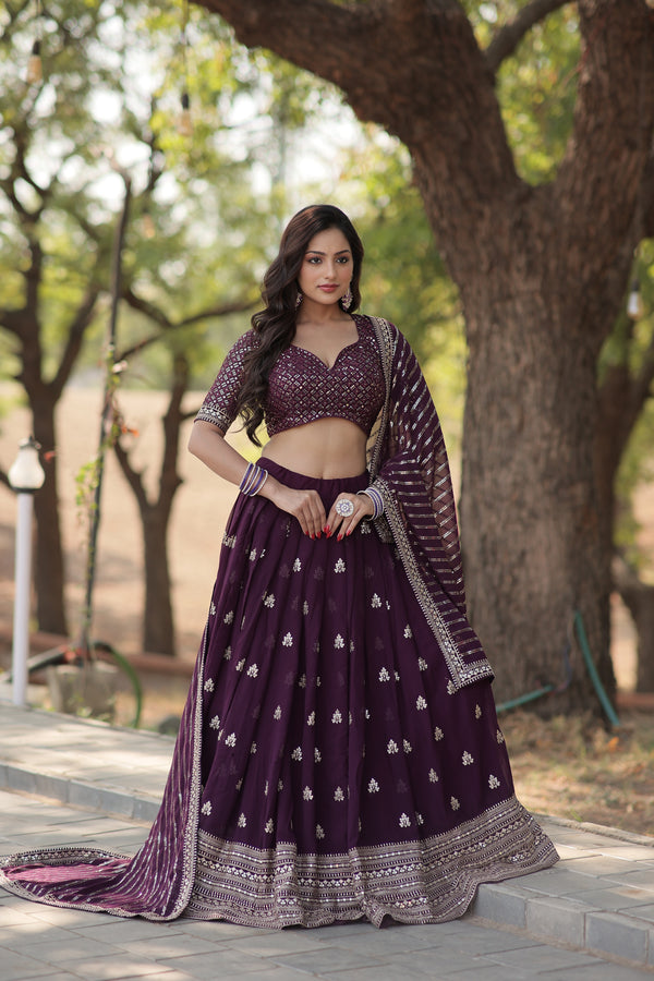 Faux Blooming With Sequins & Thread Embroidered Work Lehenga Choli